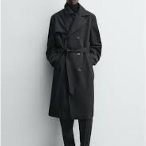 Moores Elegant Charcoal Trench Coat for Men